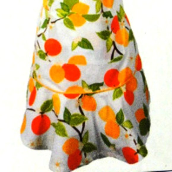 Hostess Kitchen Apron Citrus Blossom Ruffle 26" Waist 28.5" Length NIP - Picture 4 of 4